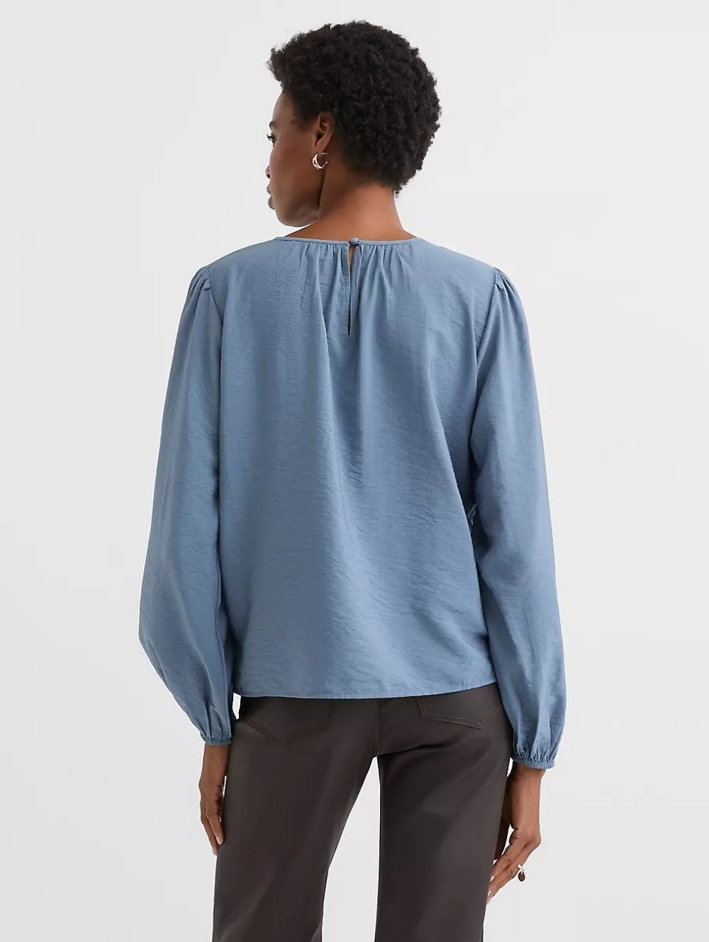 Loft Embroidered Blue Blouse Medium - Picture 2 of 7